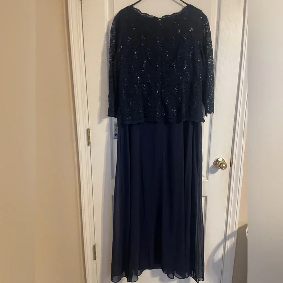 Alex Evenings Navy Long Sleeve Dress - Picture 2 of 6